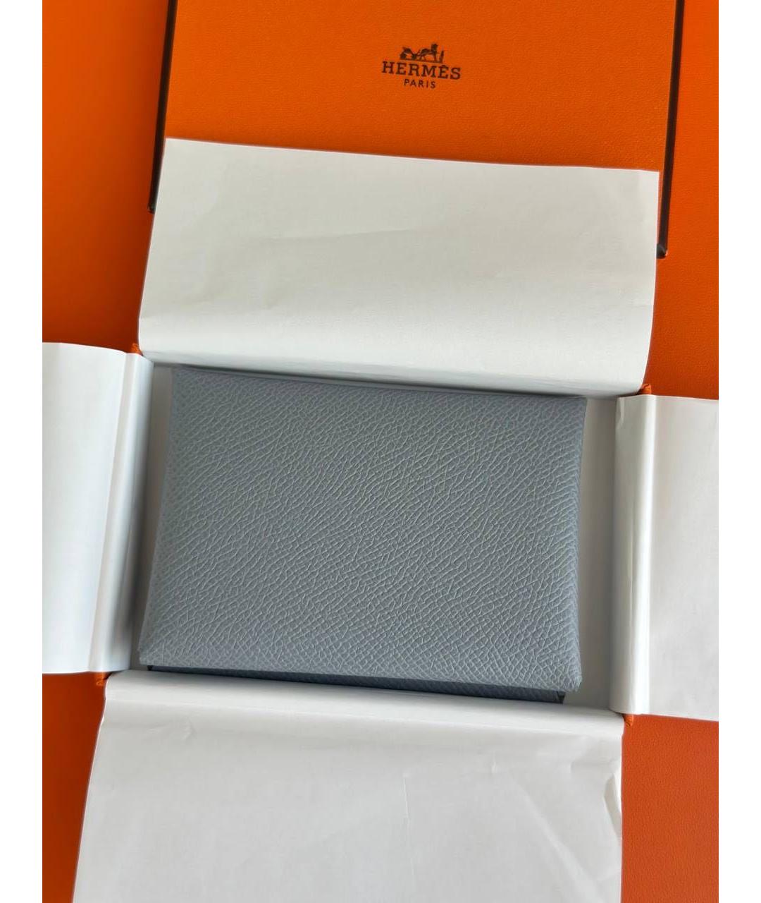HERMES Серый кожаный кошелек, фото 4