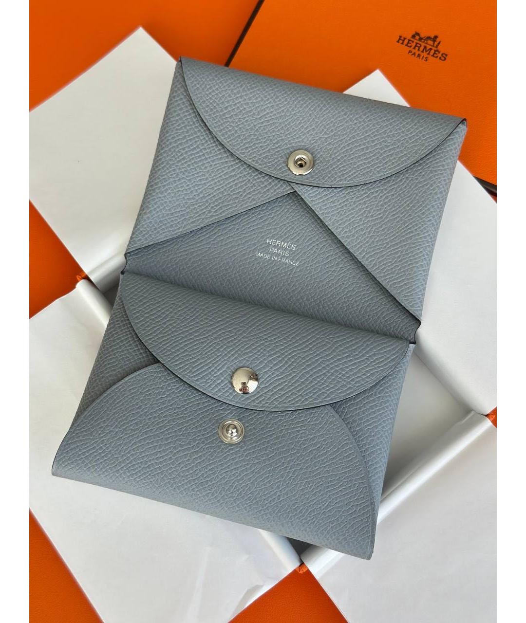 HERMES Серый кожаный кошелек, фото 3