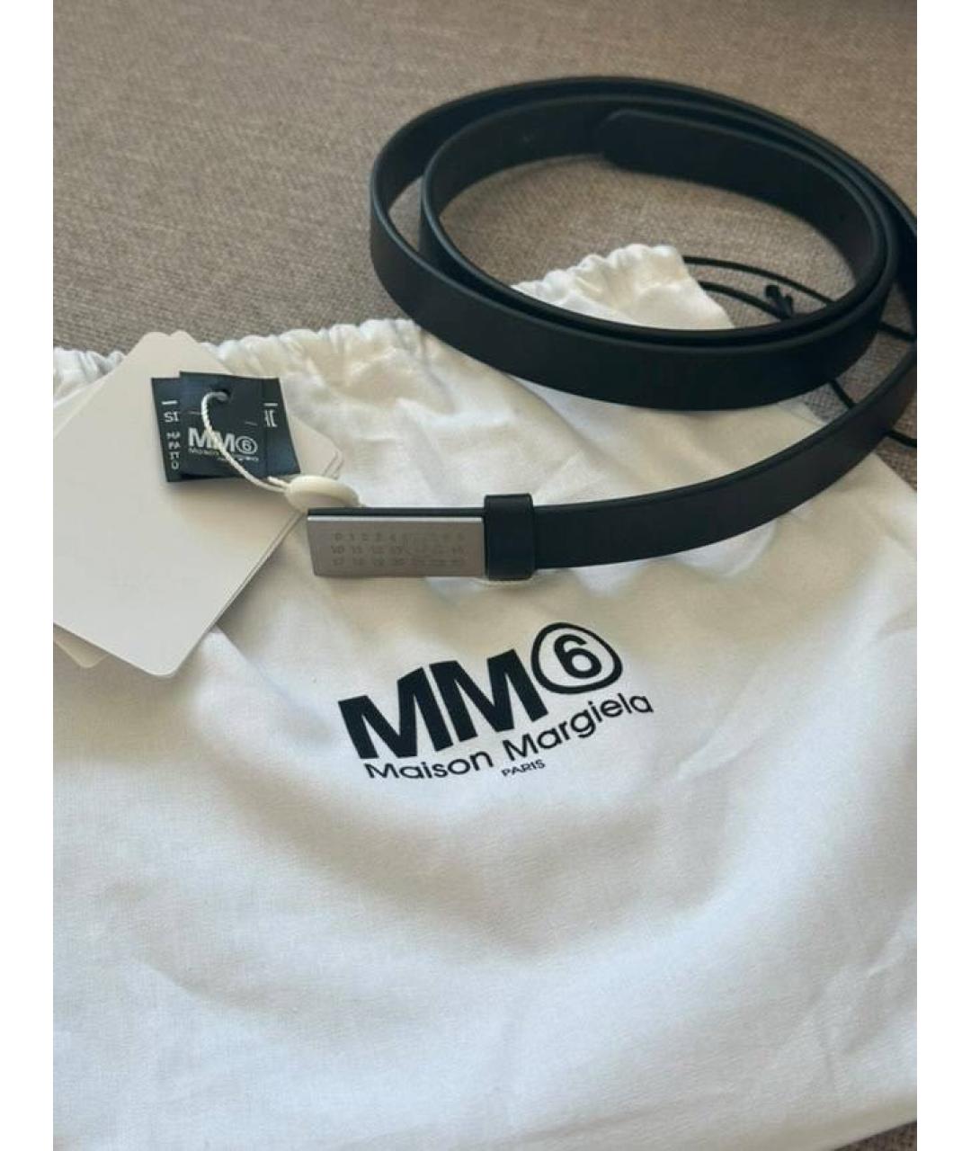 MM6 MAISON MARGIELA Черный кожаный ремень, фото 2