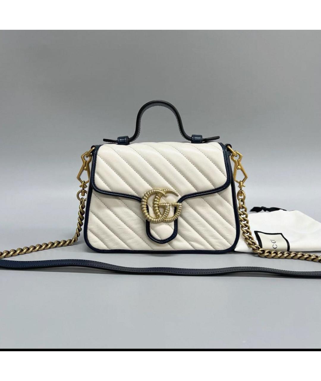 GUCCI Белая кожаная сумка через плечо, фото 5