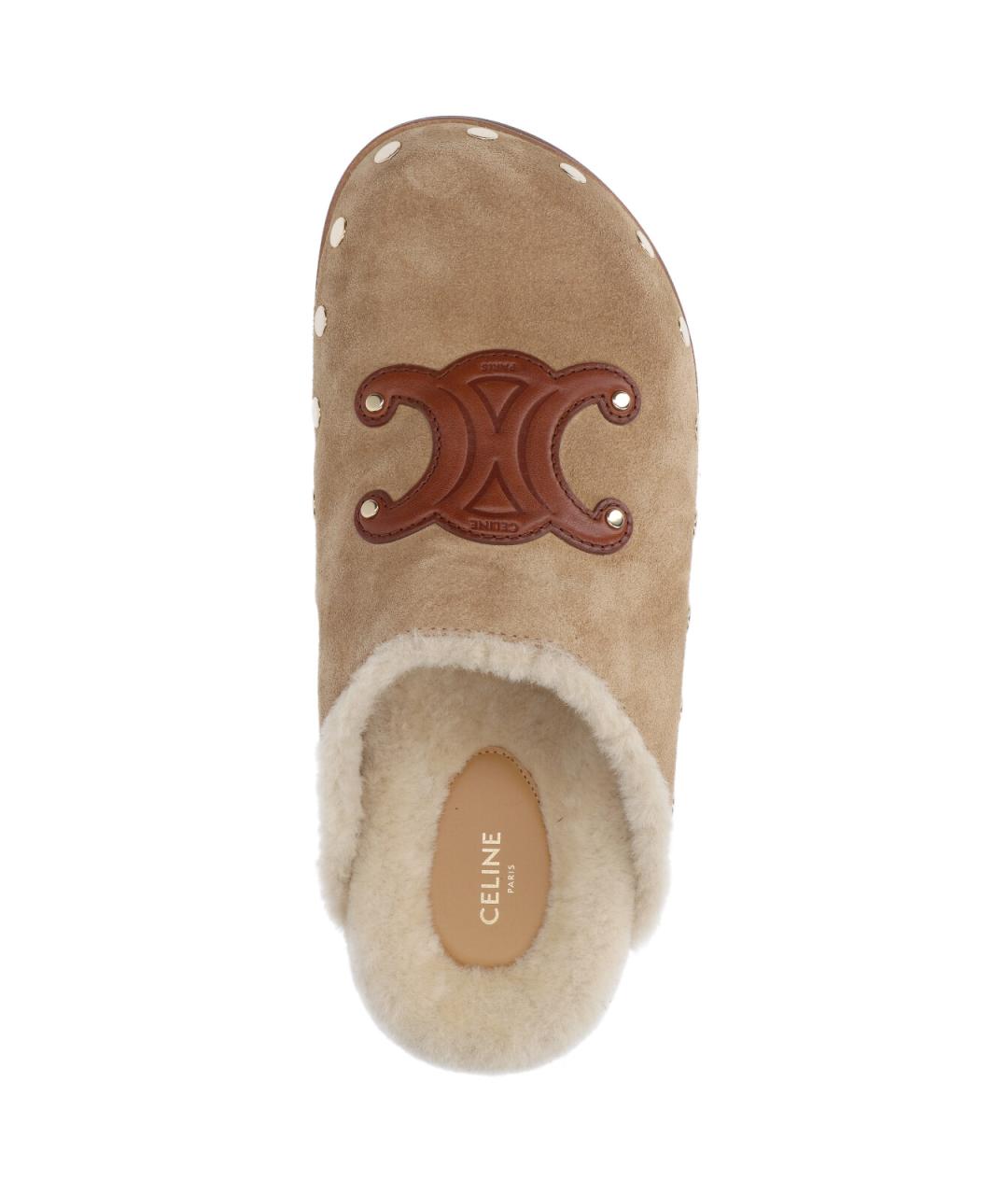 CELINE Бежевые замшевые сабо, фото 5