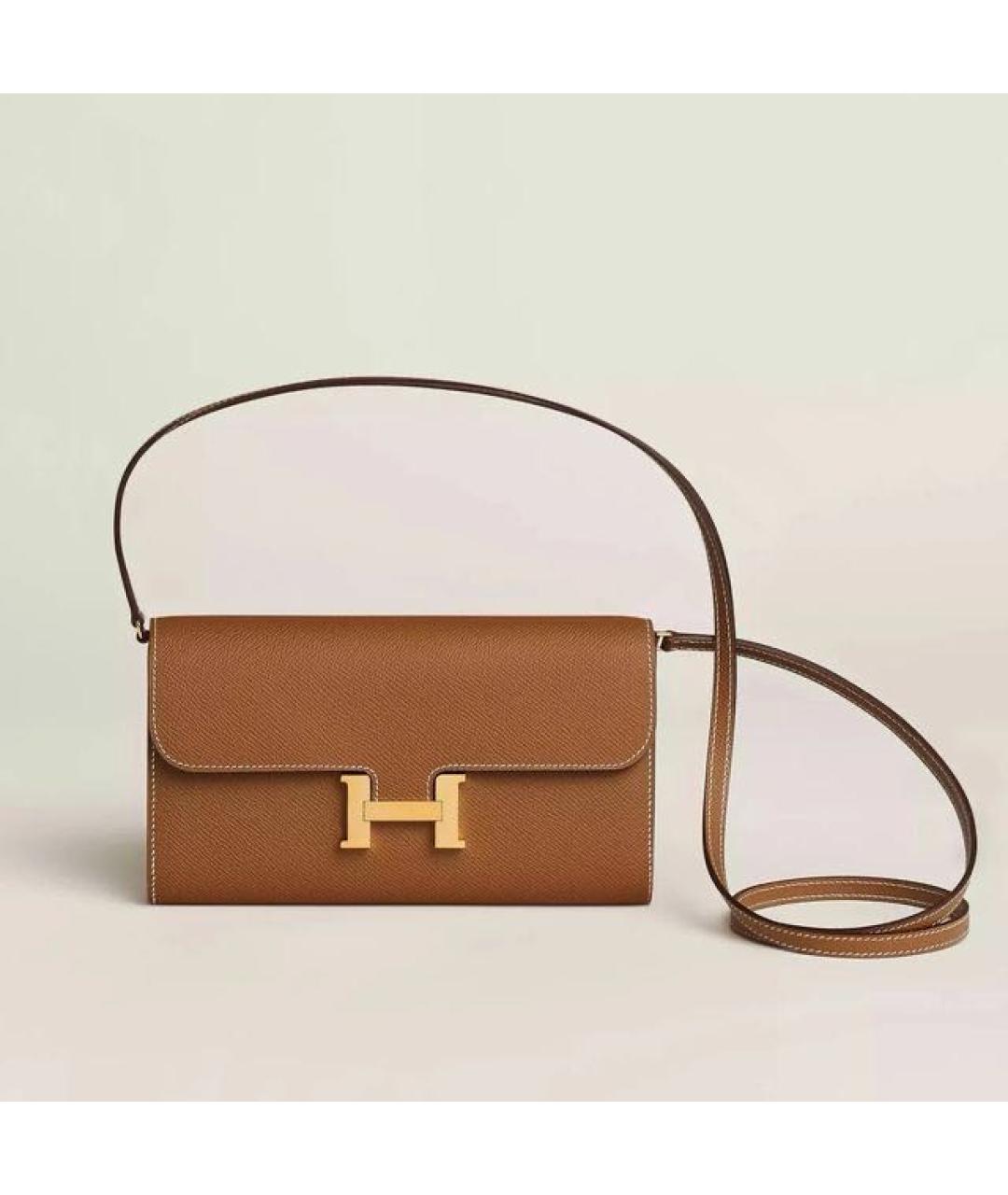 HERMES Коричневая кожаная сумка через плечо, фото 5