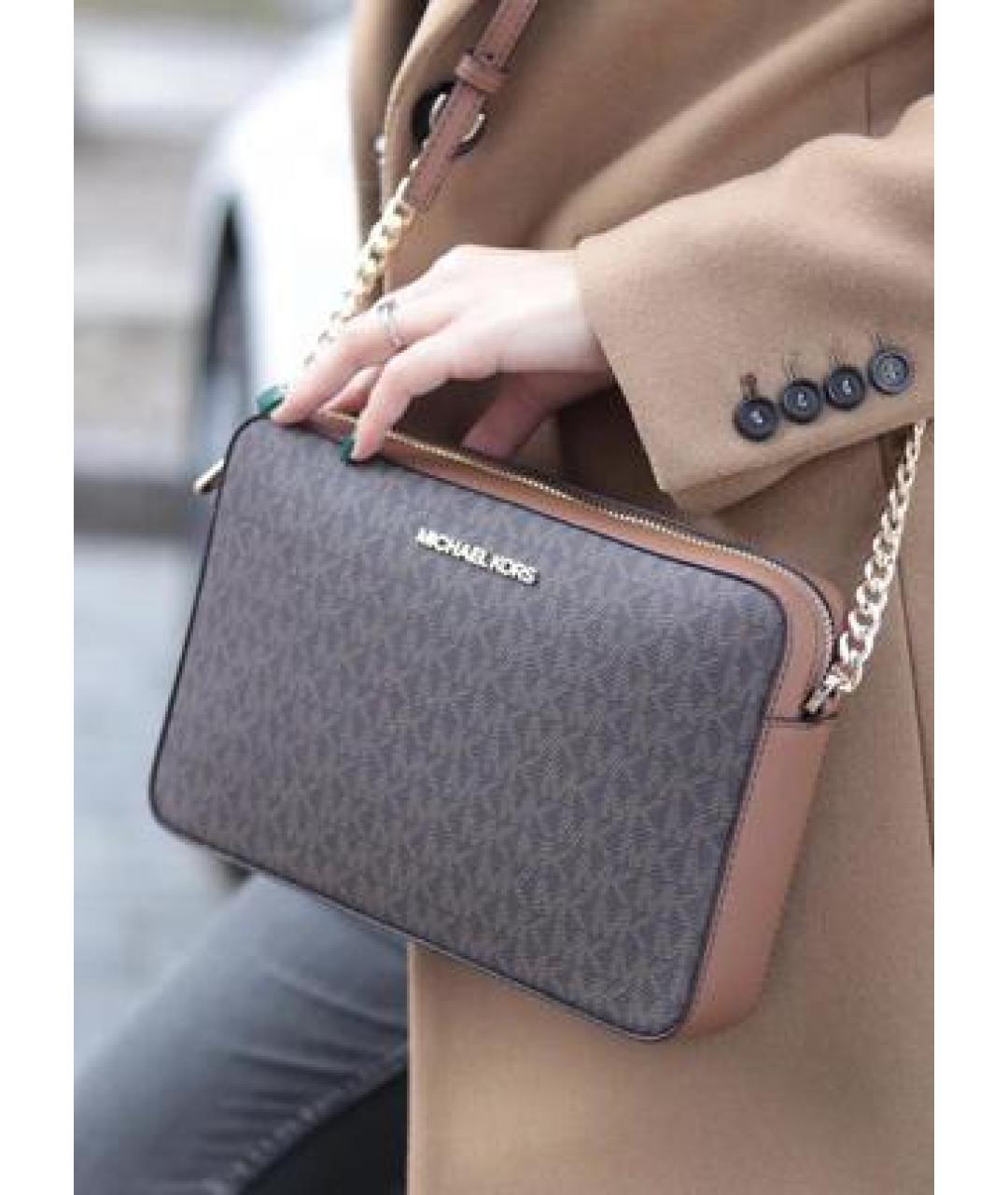 MICHAEL KORS Коричневая кожаная сумка через плечо, фото 4