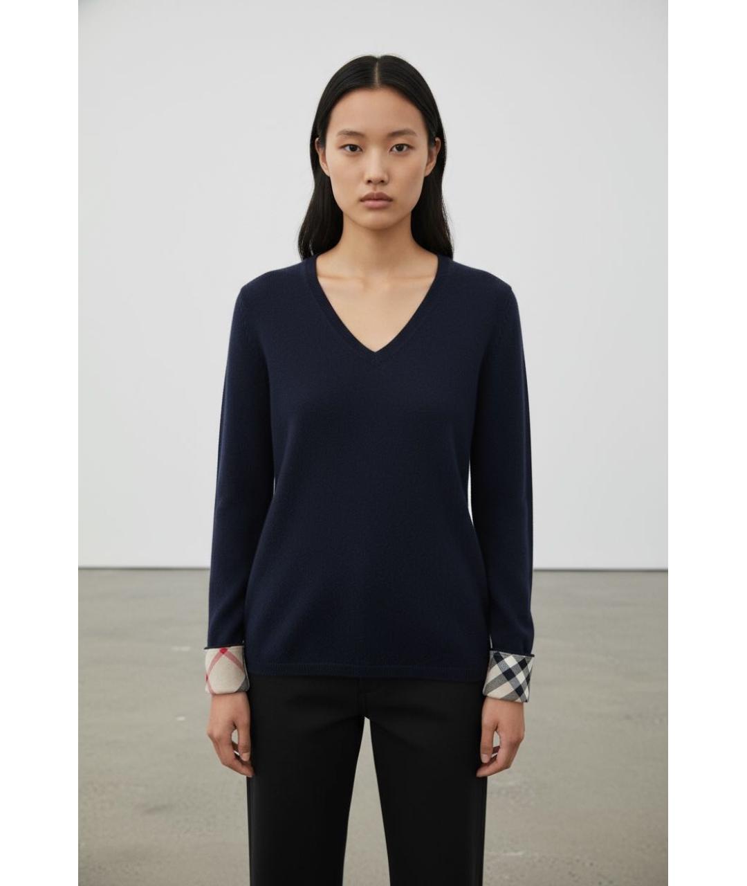 BURBERRY Темно-синий кашемировый джемпер / свитер, фото 2