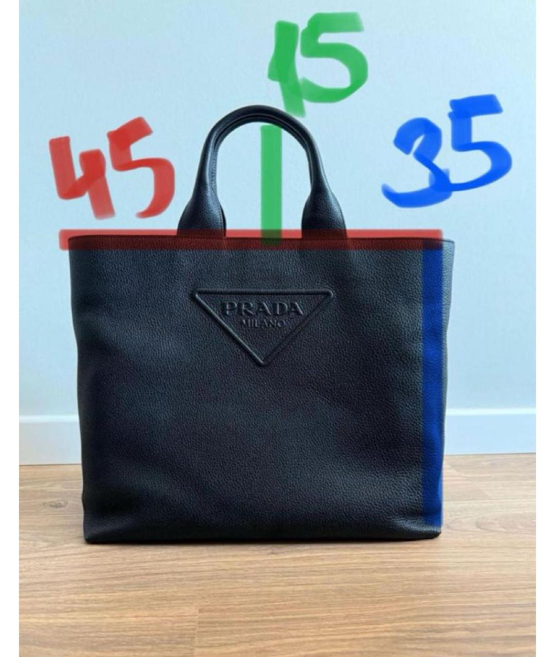 PRADA Черная кожаная сумка тоут, фото 4