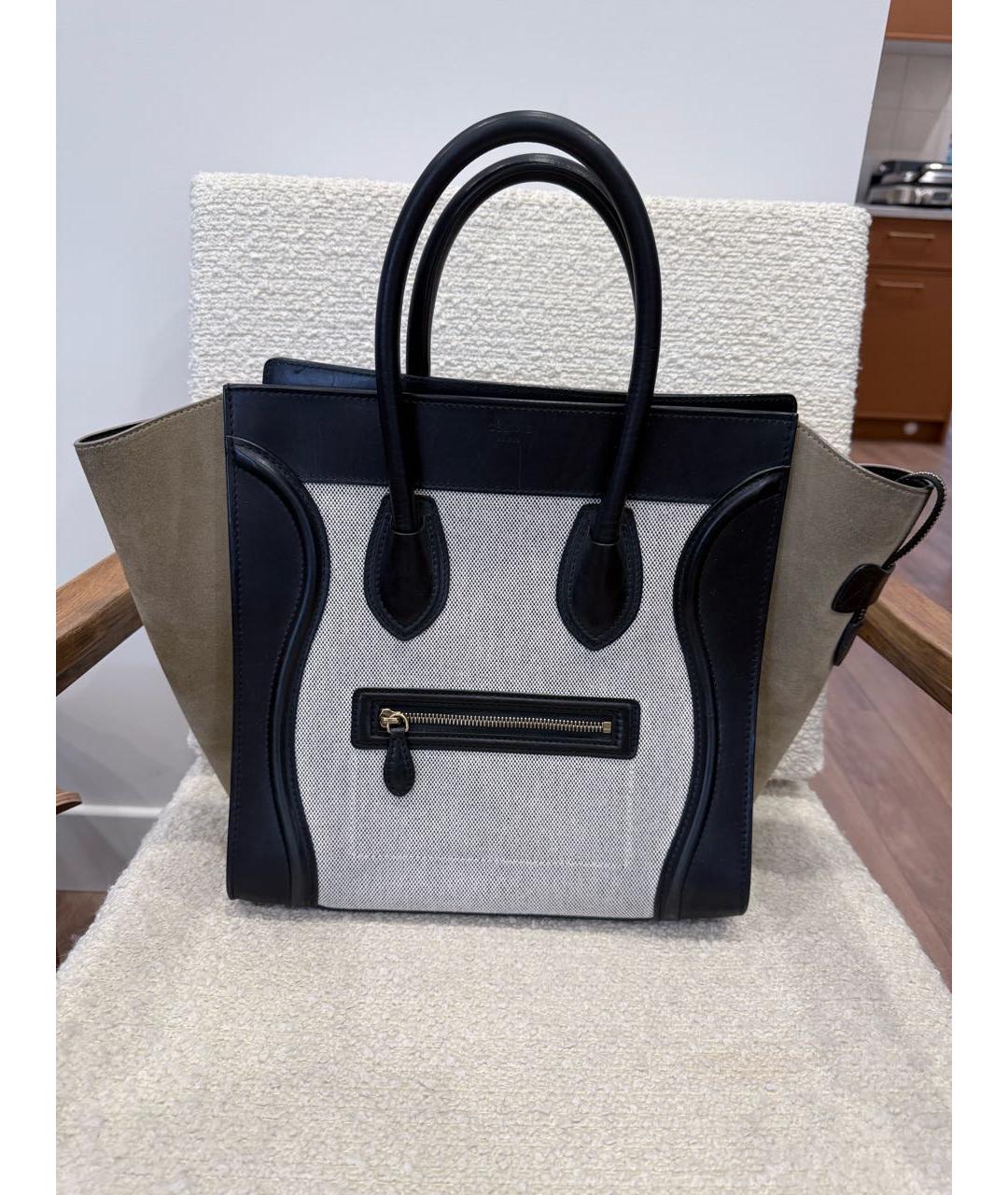 CELINE Бежевая кожаная сумка тоут, фото 11