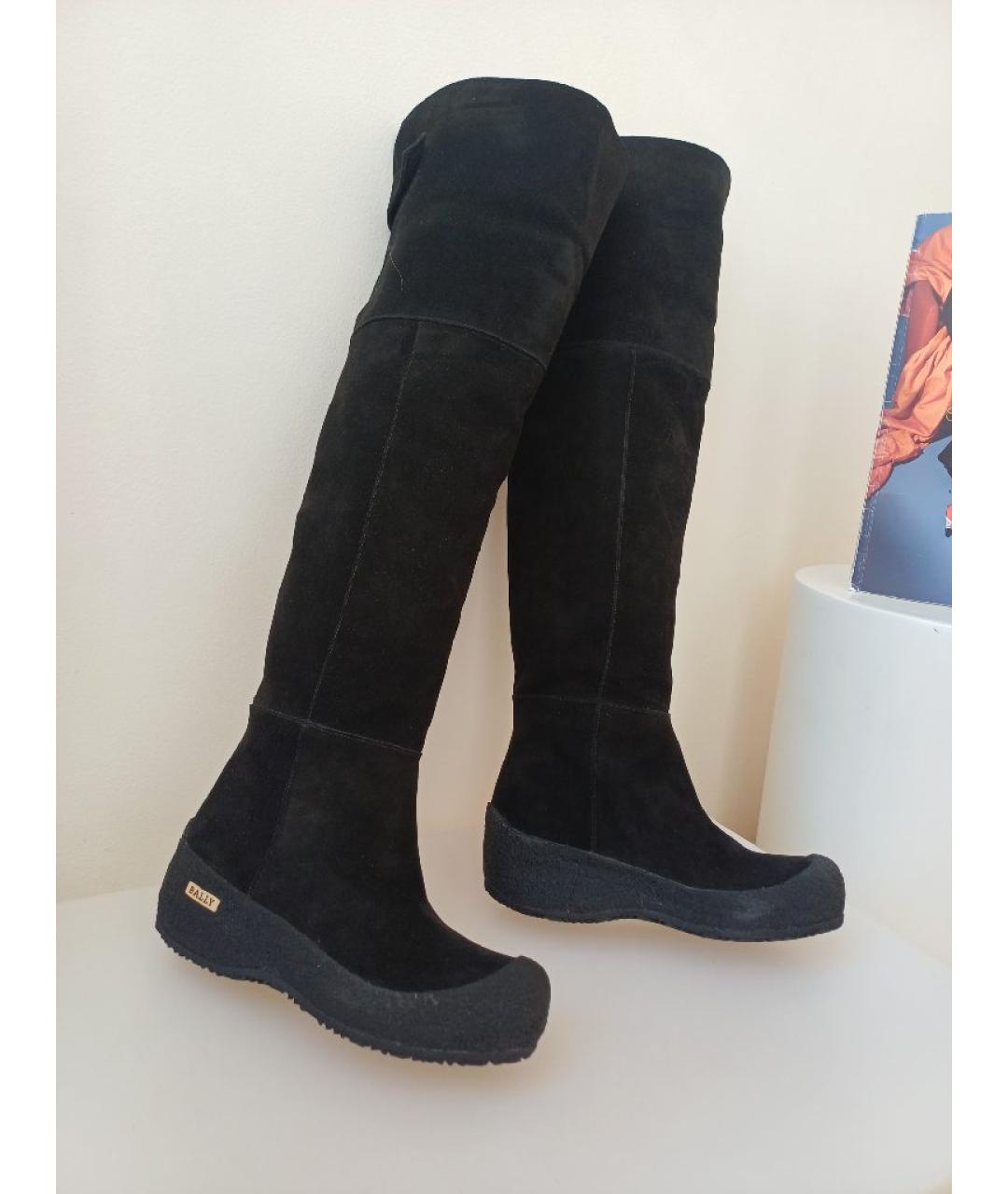 BALLY Черные замшевые ботфорты, фото 4