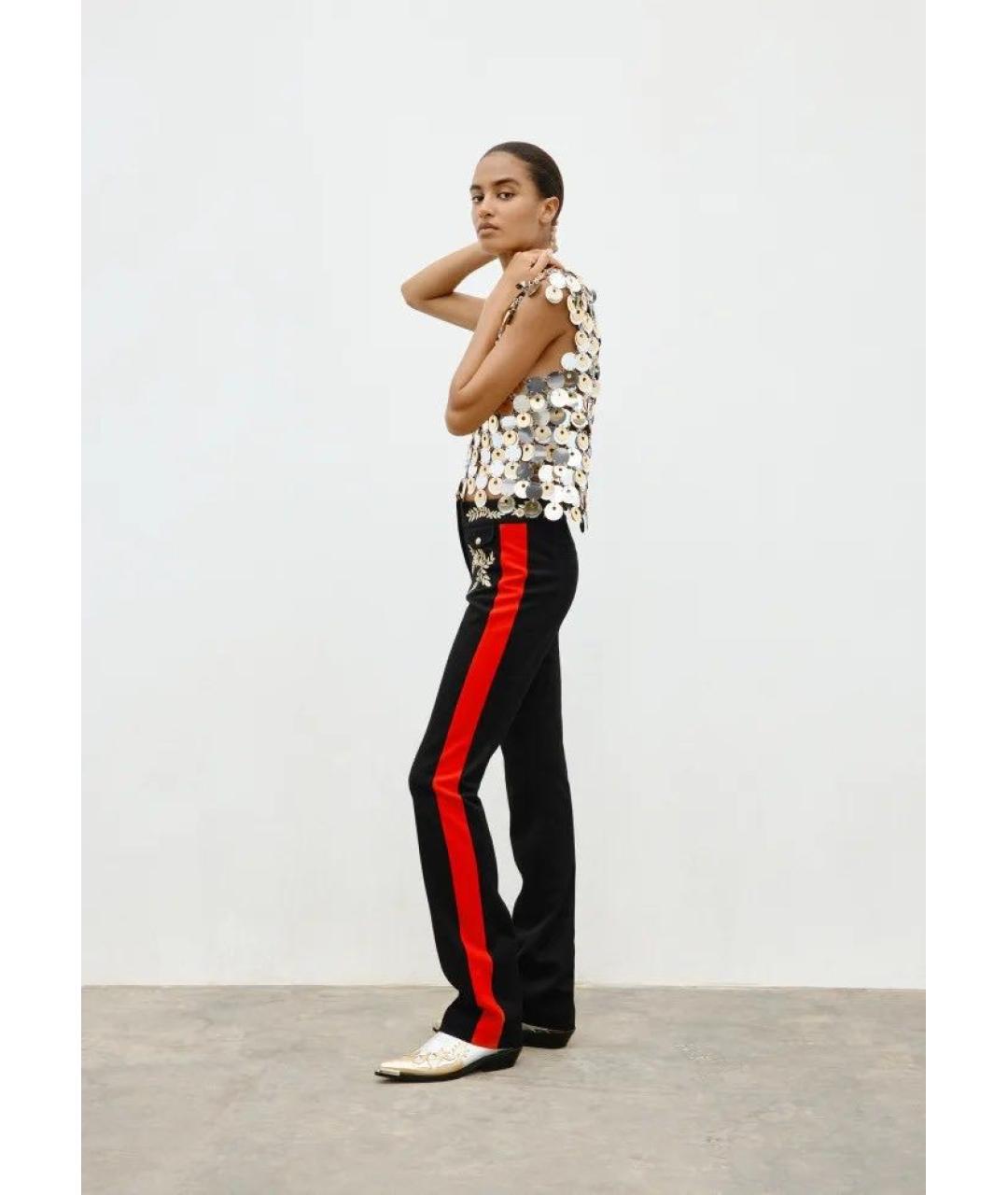 PACO RABANNE Черные шерстяные прямые брюки, фото 2