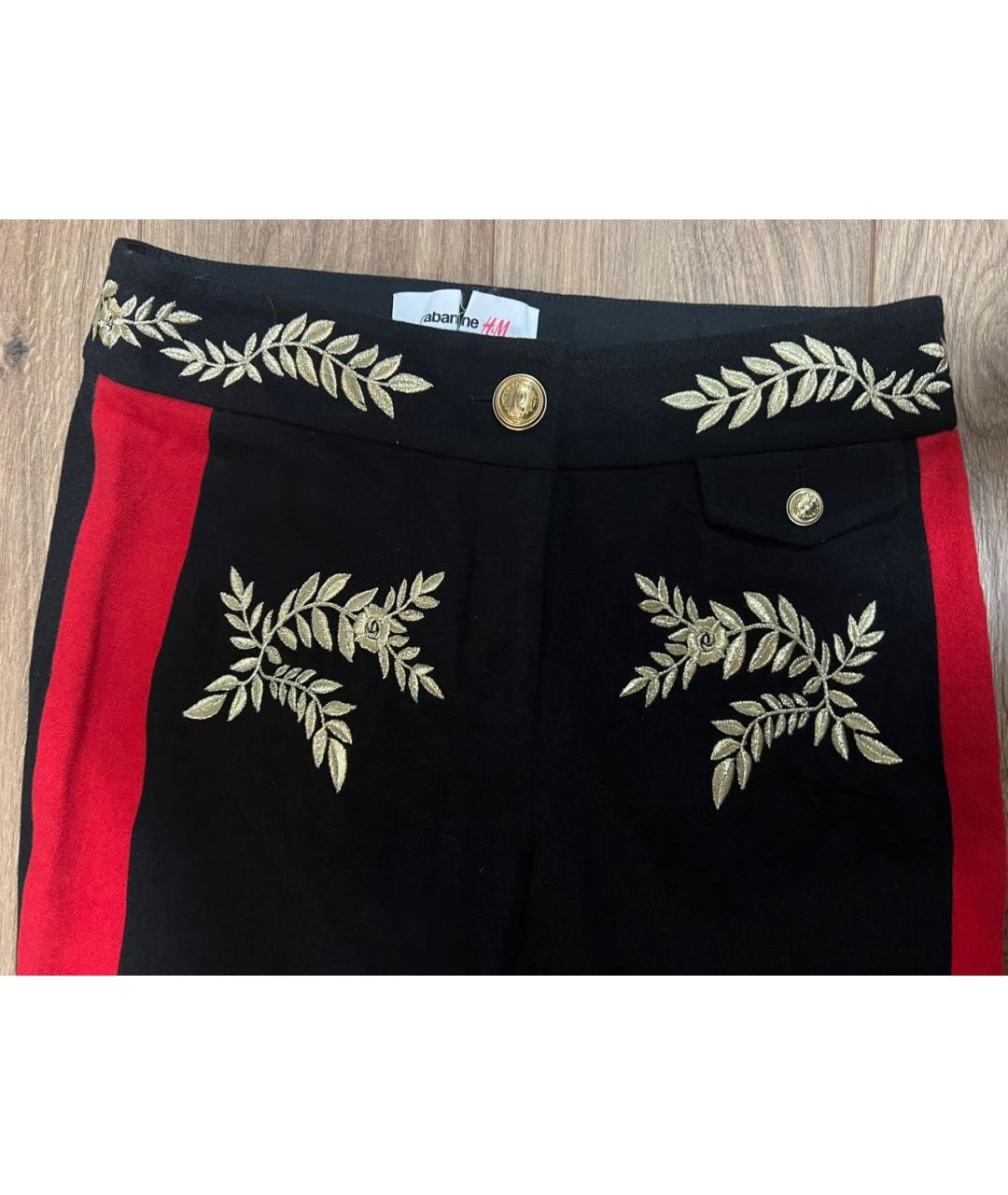 PACO RABANNE Черные шерстяные прямые брюки, фото 6