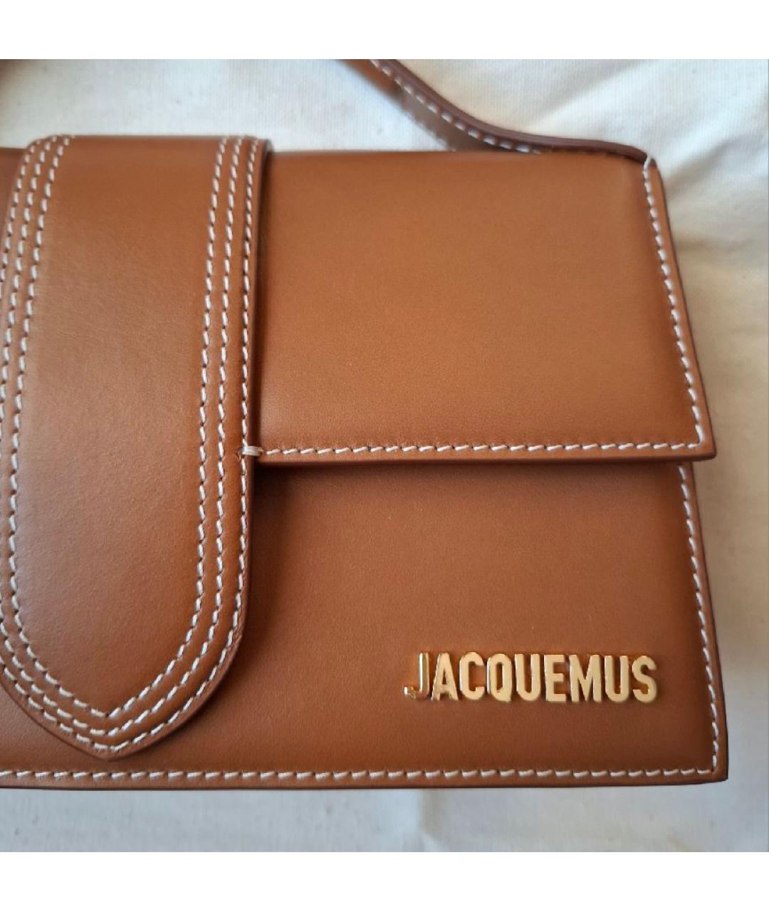JACQUEMUS Коричневая кожаная сумка с короткими ручками, фото 7