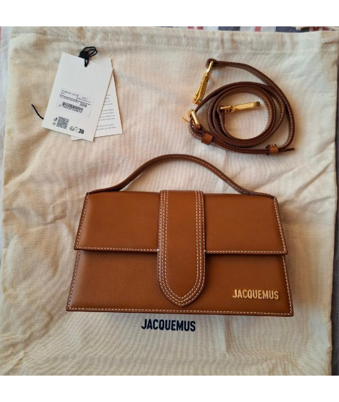 JACQUEMUS Коричневая кожаная сумка с короткими ручками, фото 8