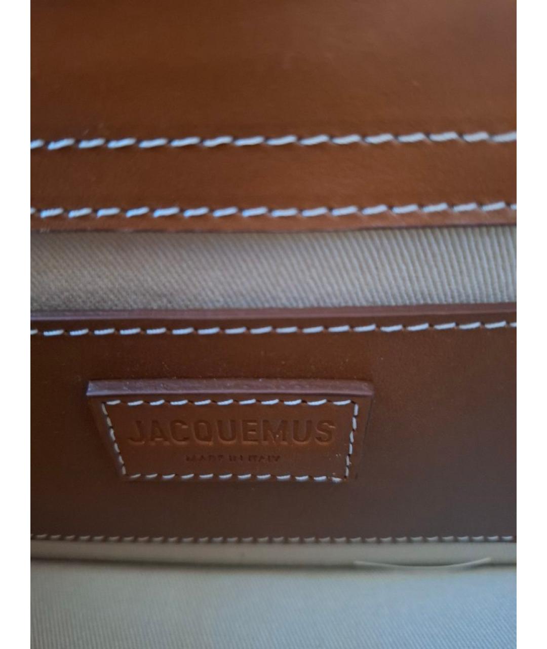 JACQUEMUS Коричневая кожаная сумка с короткими ручками, фото 5