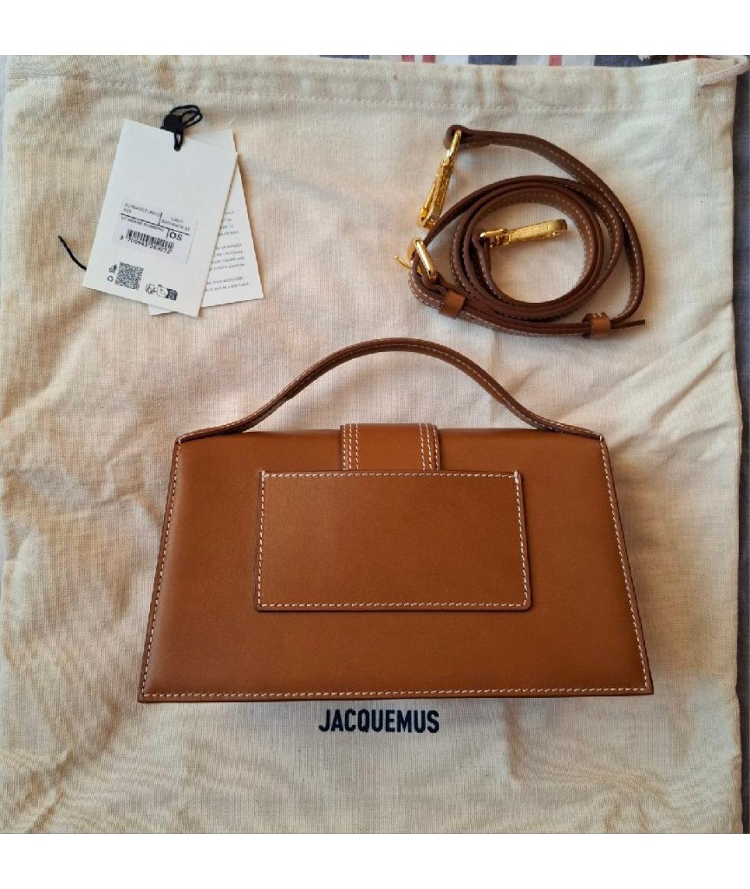 JACQUEMUS Коричневая кожаная сумка с короткими ручками, фото 3