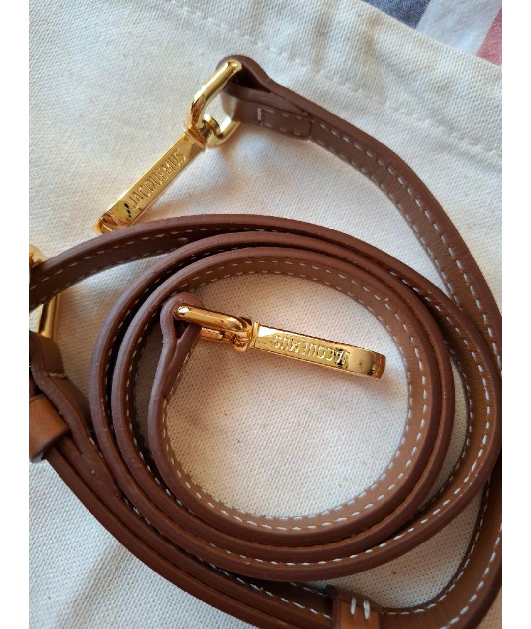 JACQUEMUS Коричневая кожаная сумка с короткими ручками, фото 6