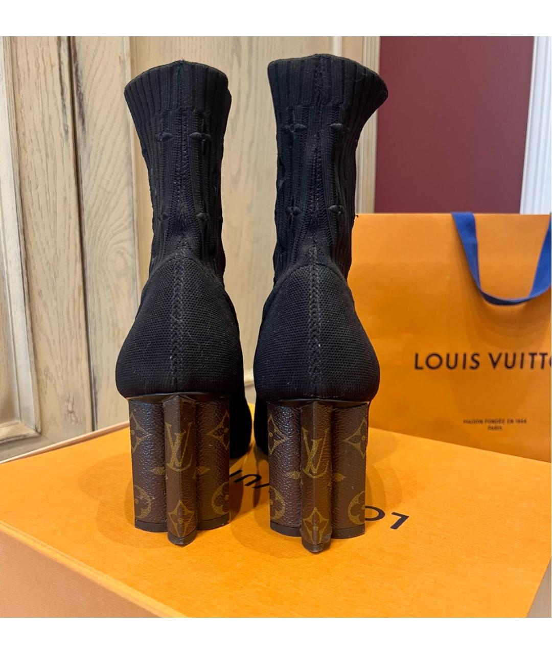 LOUIS VUITTON Черные текстильные ботильоны, фото 5