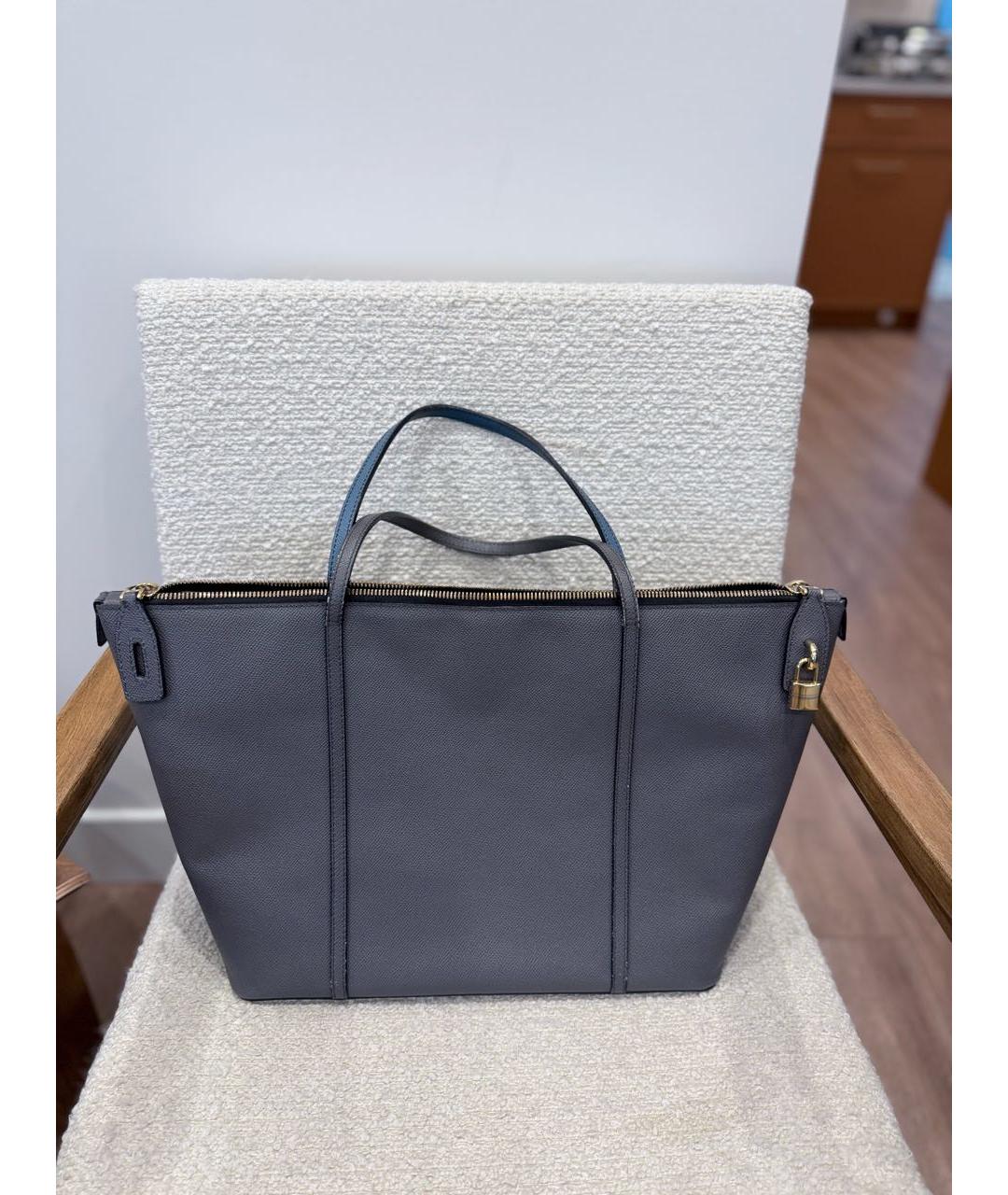 DOLCE&GABBANA Серая кожаная сумка тоут, фото 3