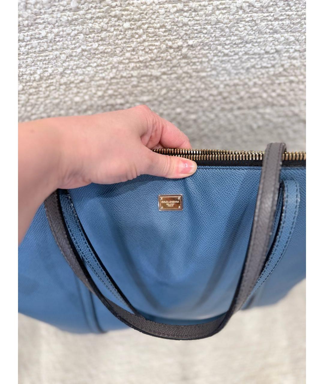 DOLCE&GABBANA Серая кожаная сумка тоут, фото 5