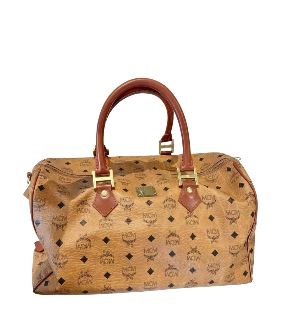 MCM Коричневая кожаная сумка с короткими ручками, фото 1