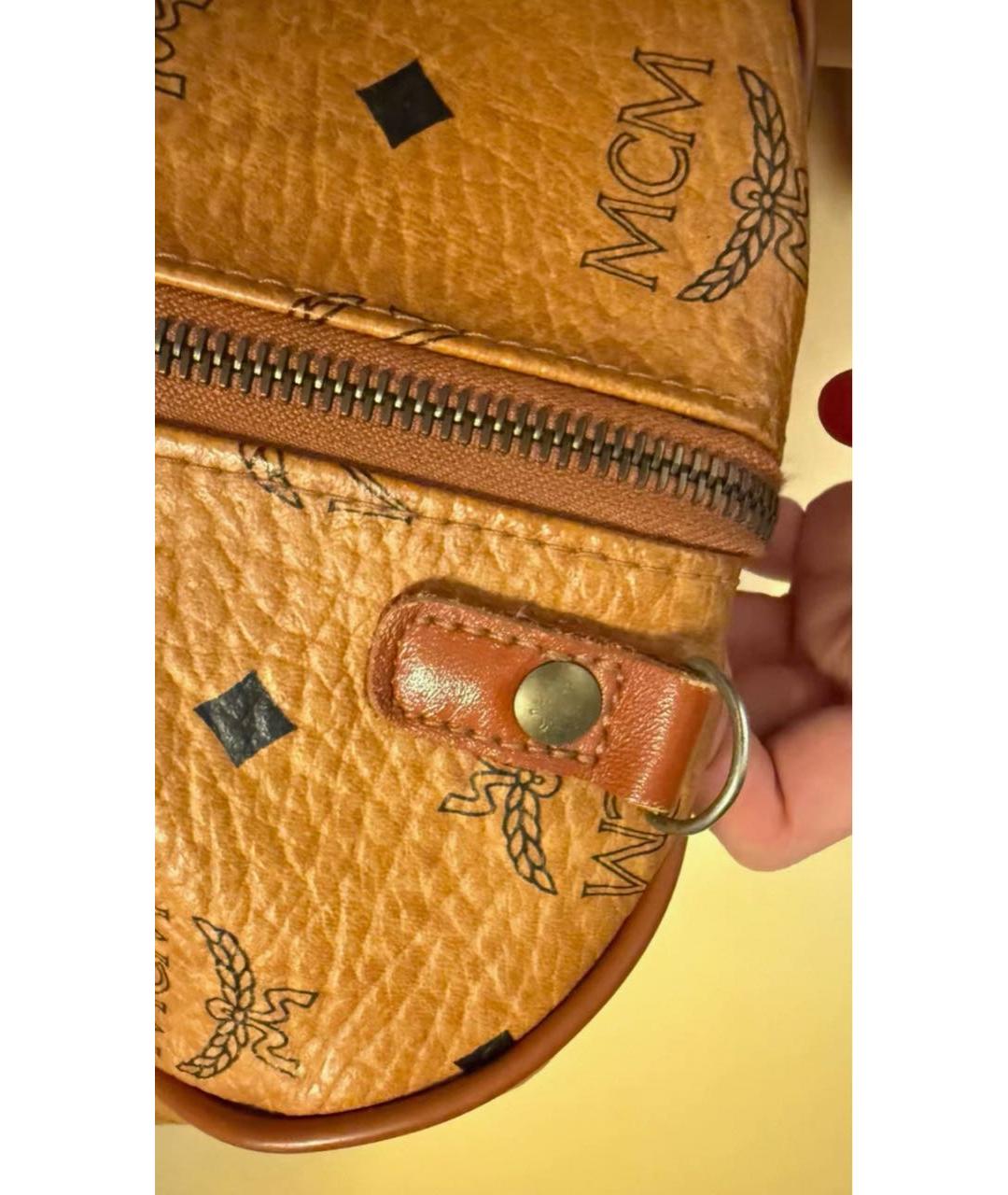 MCM Коричневая кожаная сумка с короткими ручками, фото 7