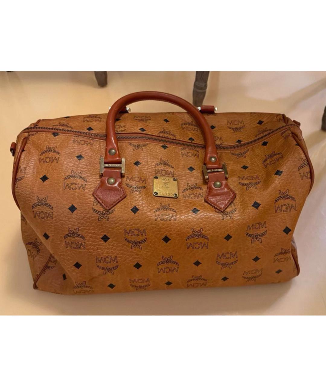 MCM Коричневая кожаная сумка с короткими ручками, фото 3