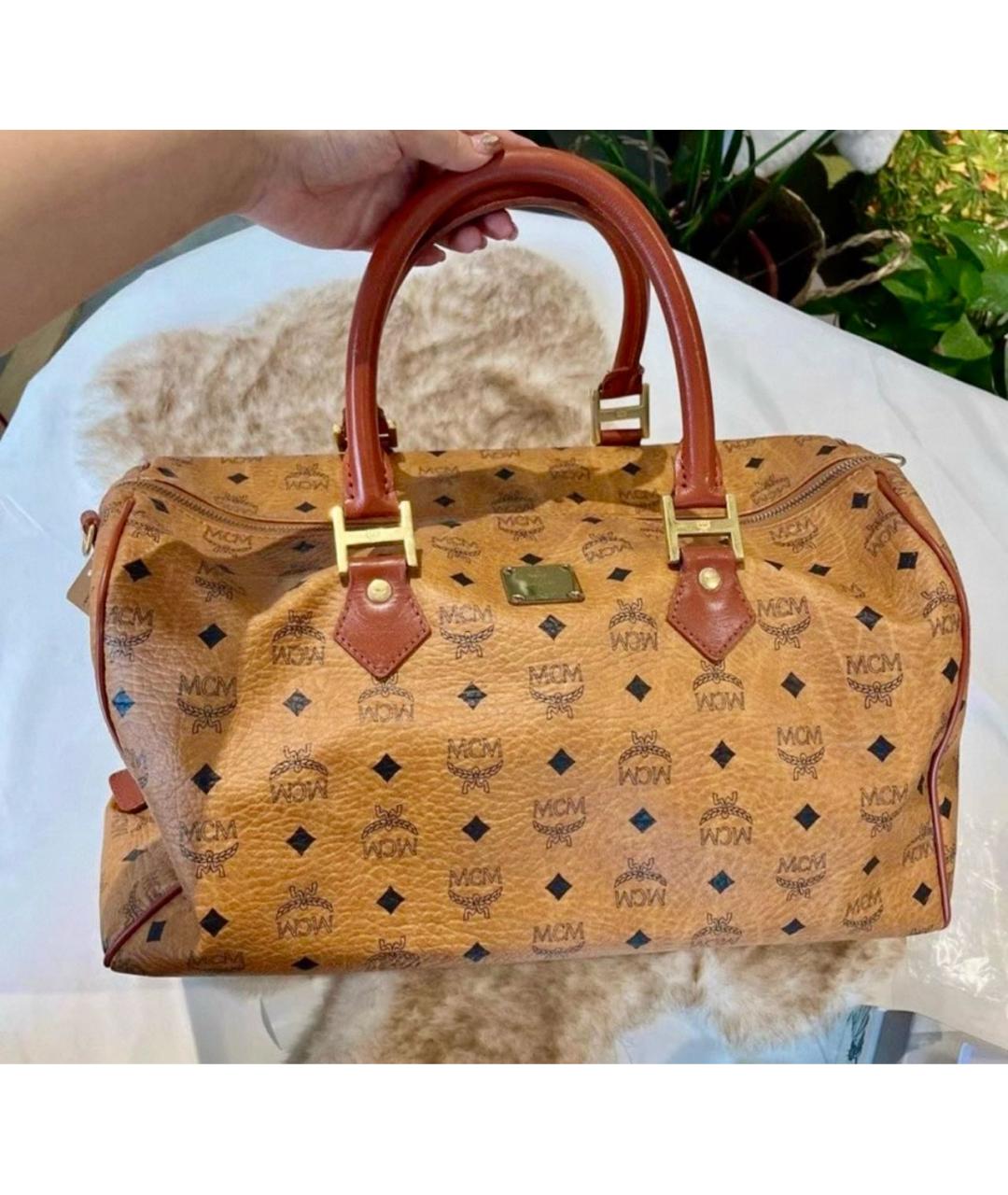 MCM Коричневая кожаная сумка с короткими ручками, фото 2