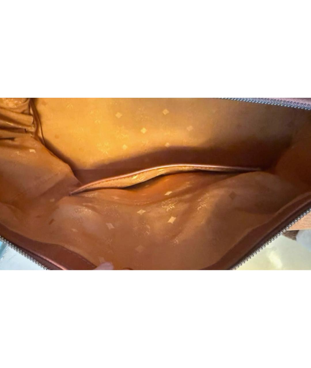 MCM Коричневая кожаная сумка с короткими ручками, фото 8