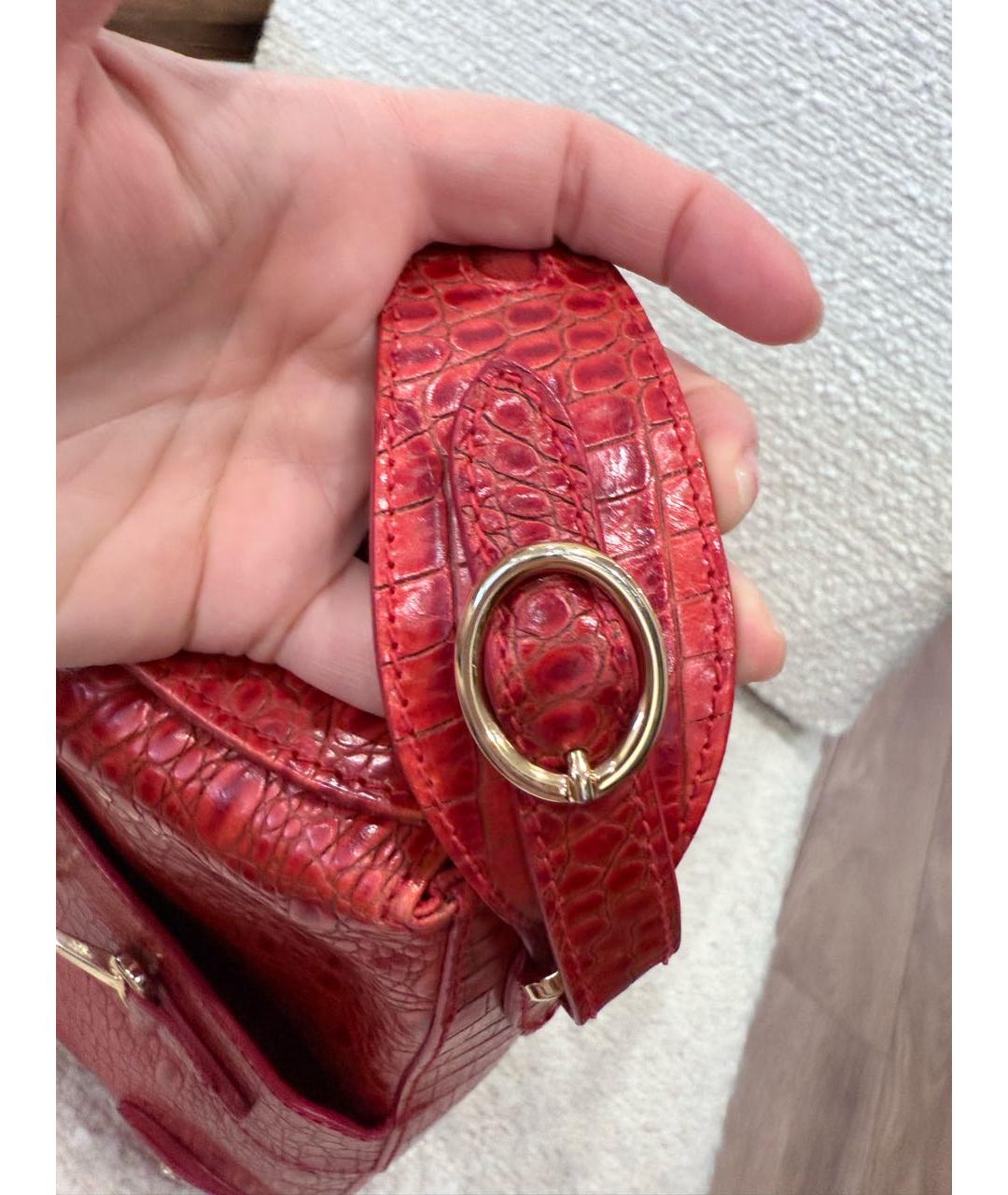 ESCADA Красная кожаная сумка с короткими ручками, фото 5