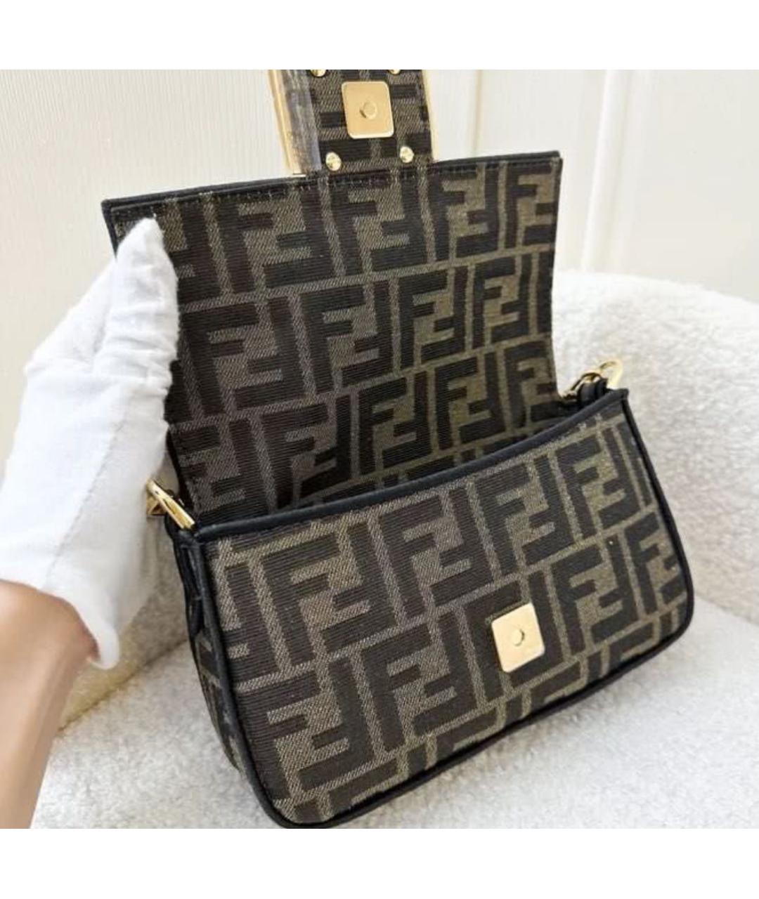 FENDI Коричневая жаккардовая сумка через плечо, фото 2