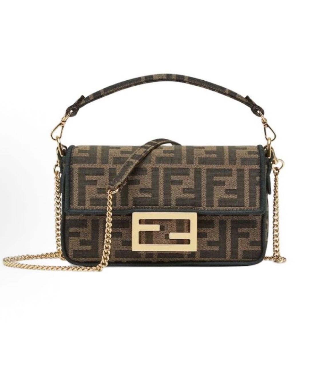 FENDI Коричневая жаккардовая сумка через плечо, фото 6