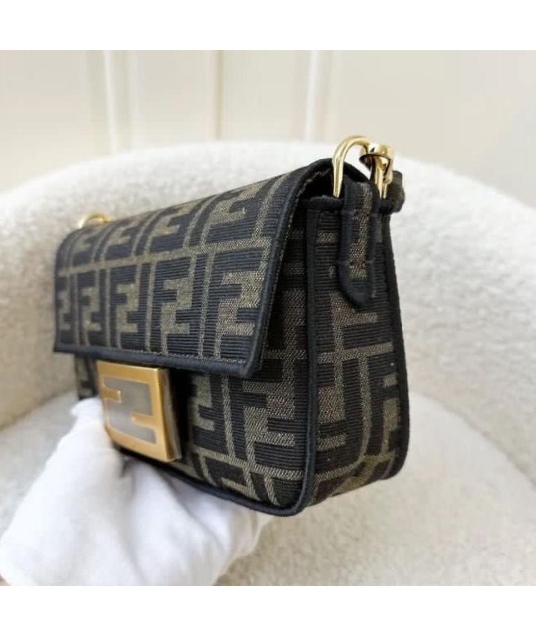 FENDI Коричневая жаккардовая сумка через плечо, фото 4