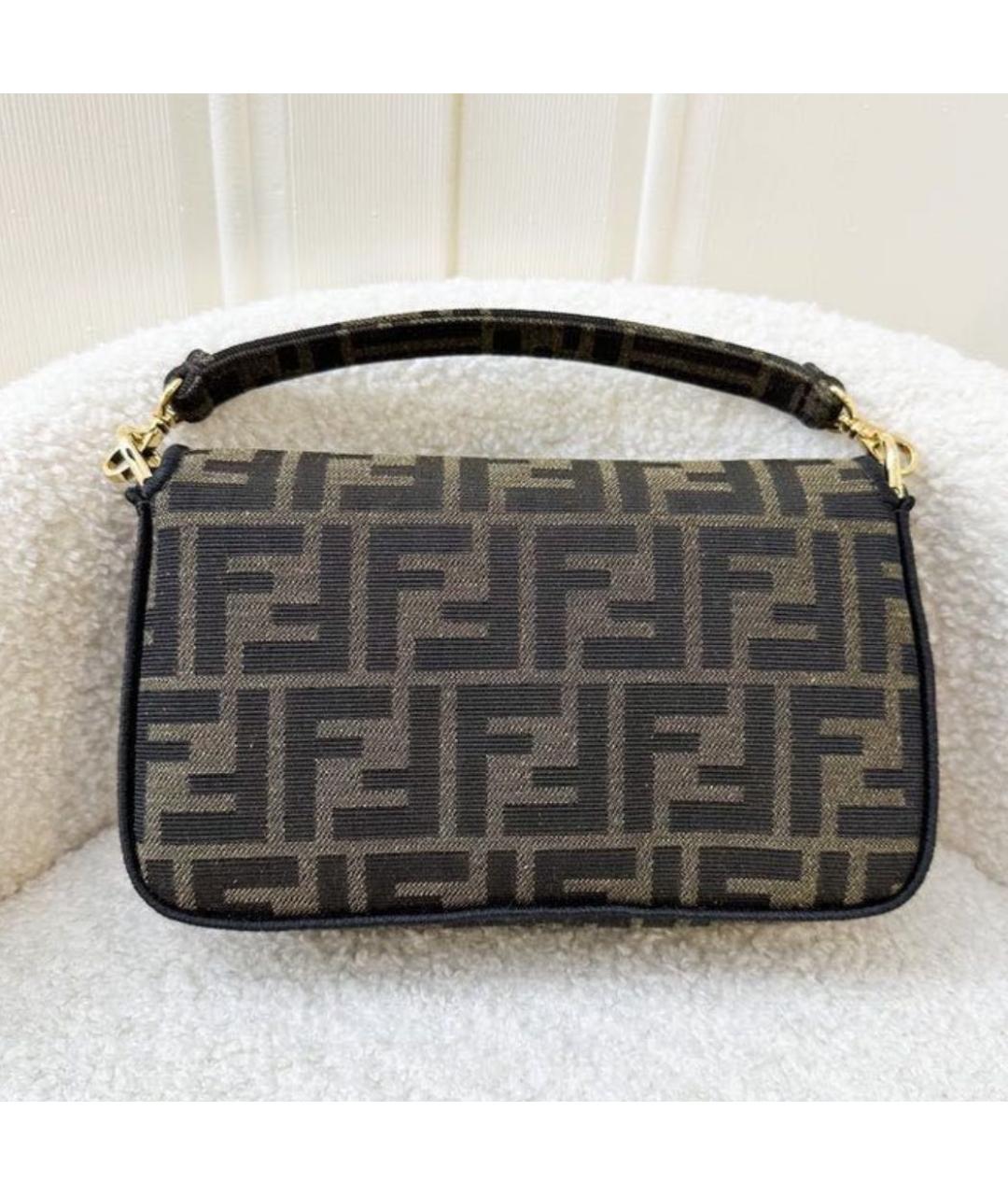 FENDI Коричневая жаккардовая сумка через плечо, фото 5