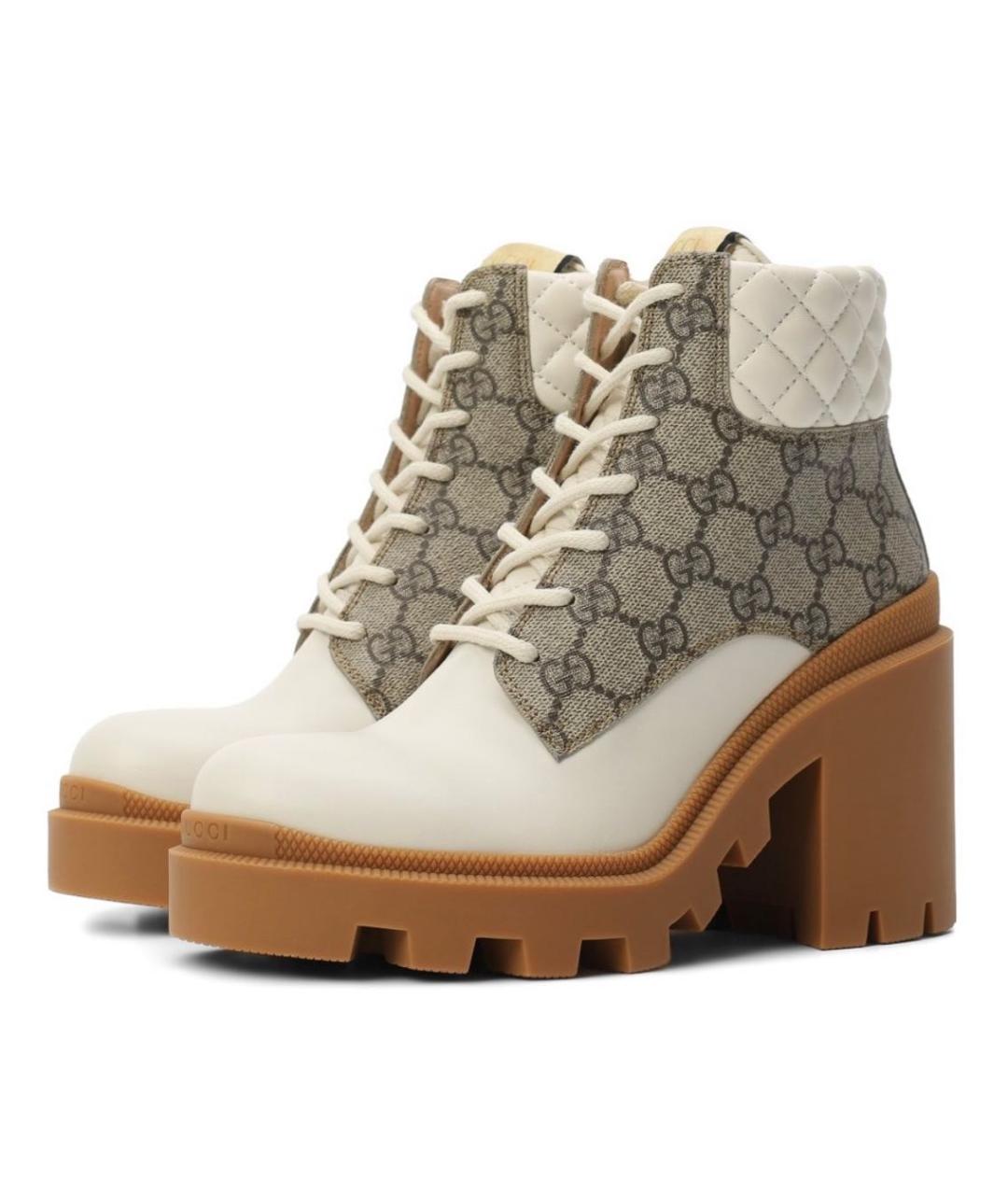 GUCCI Бежевые кожаные ботильоны, фото 3