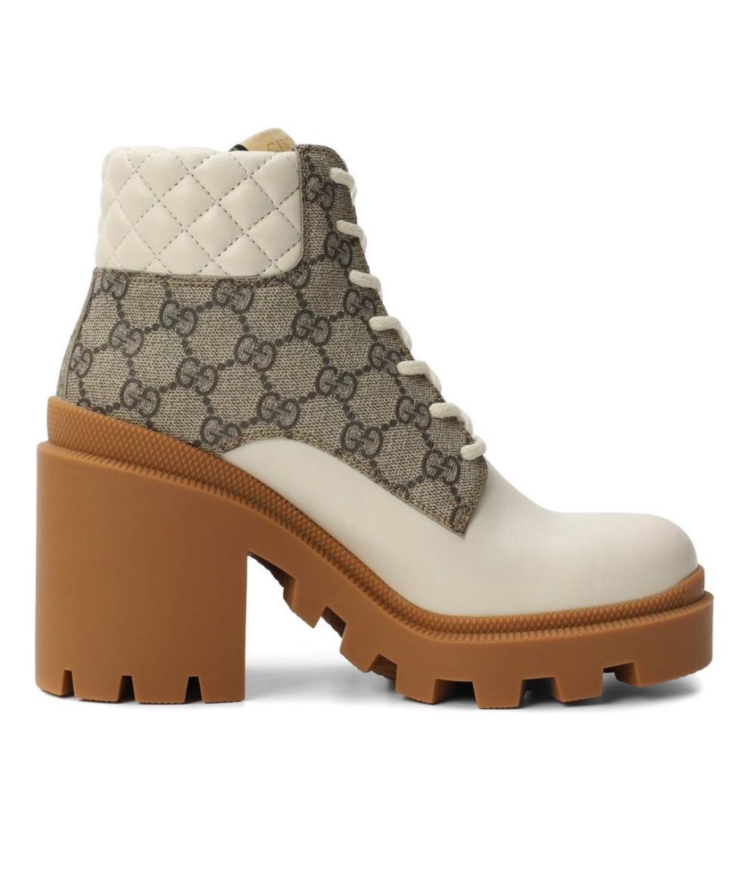 GUCCI Бежевые кожаные ботильоны, фото 6