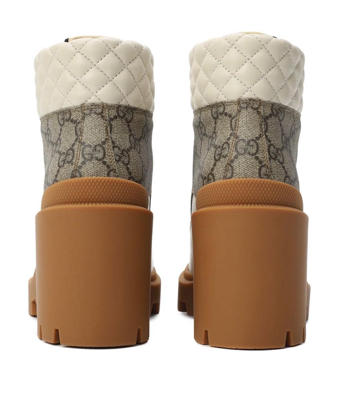 GUCCI Бежевые кожаные ботильоны, фото 4