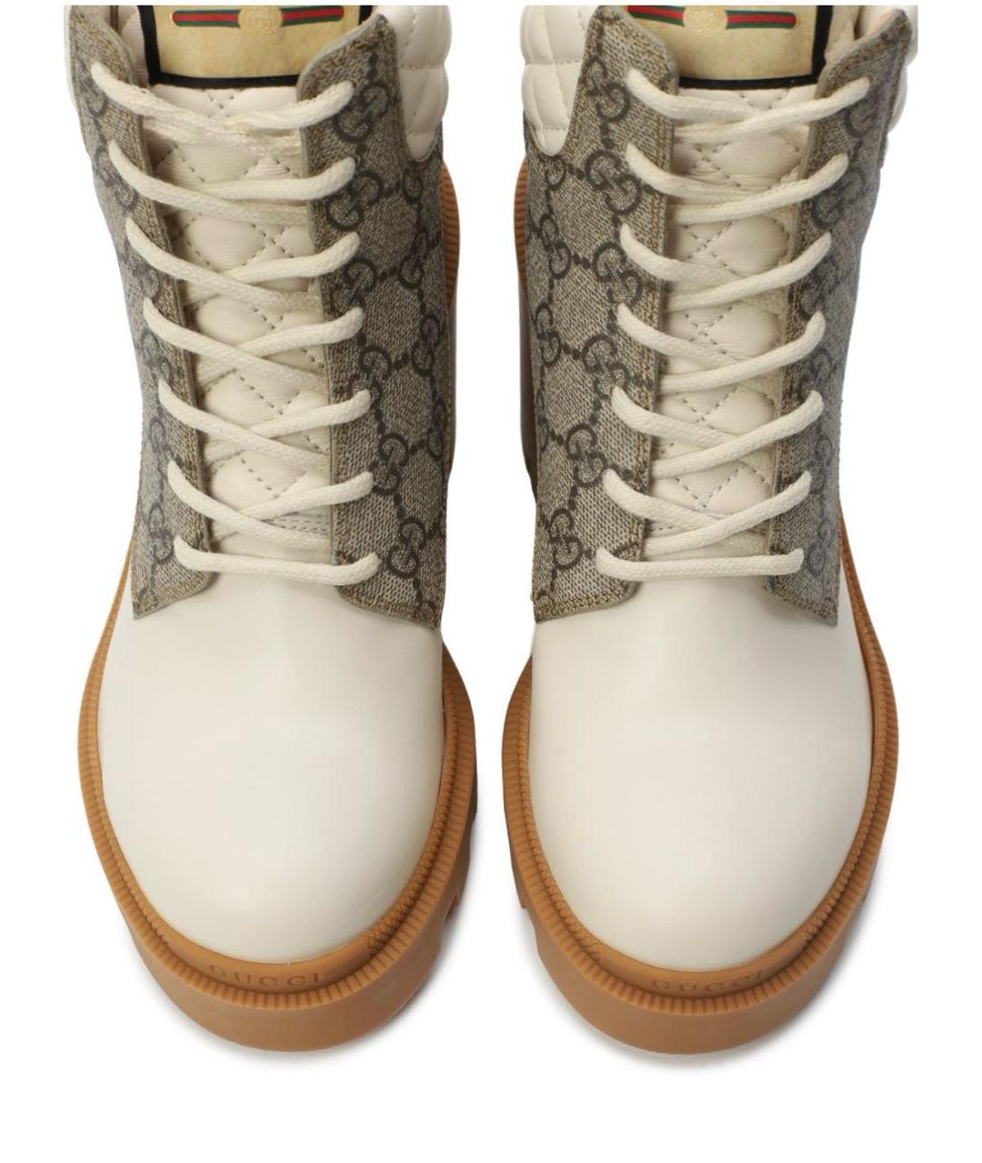 GUCCI Бежевые кожаные ботильоны, фото 2