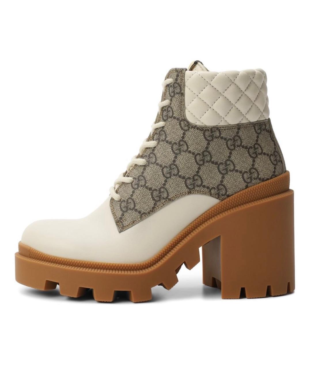 GUCCI Бежевые кожаные ботильоны, фото 5