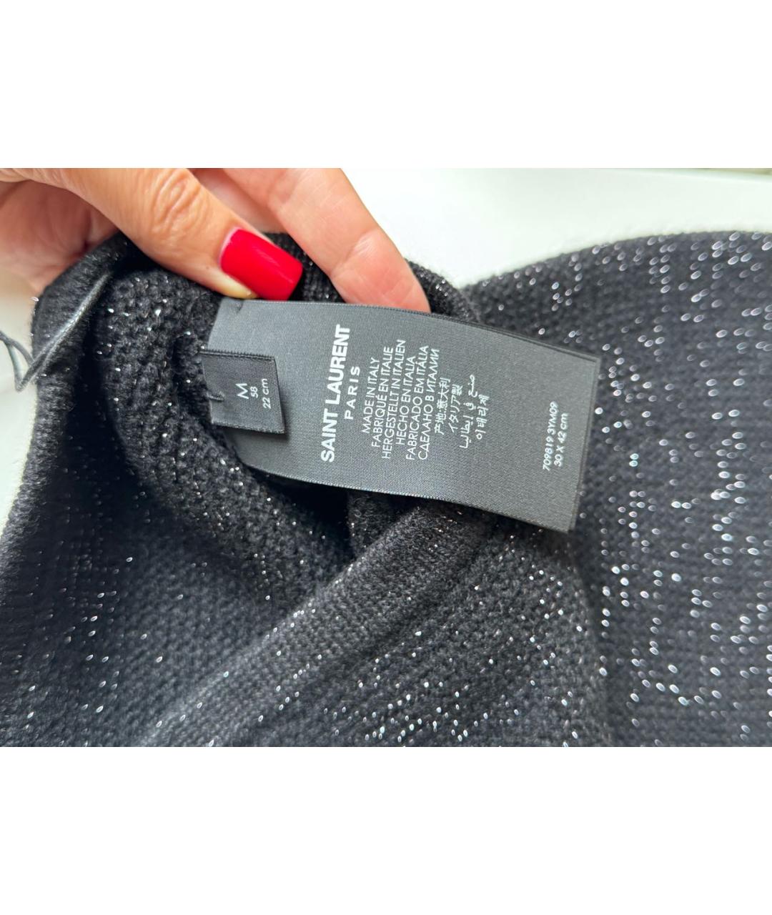 SAINT LAURENT Черный кашемировый капюшон, фото 3