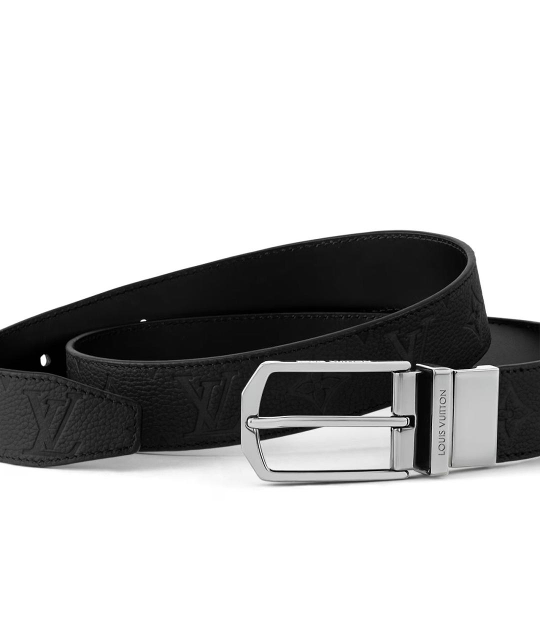 LOUIS VUITTON Черный кожаный ремень, фото 2