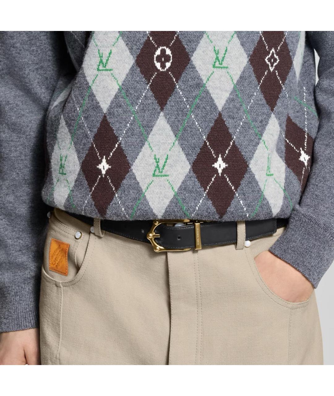 LOUIS VUITTON Коричневый кожаный ремень, фото 4