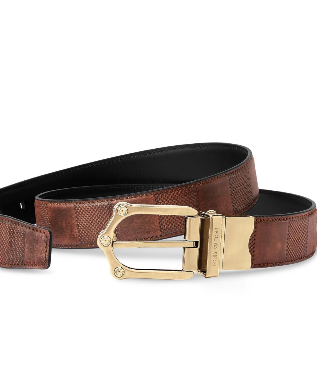 LOUIS VUITTON Коричневый кожаный ремень, фото 2
