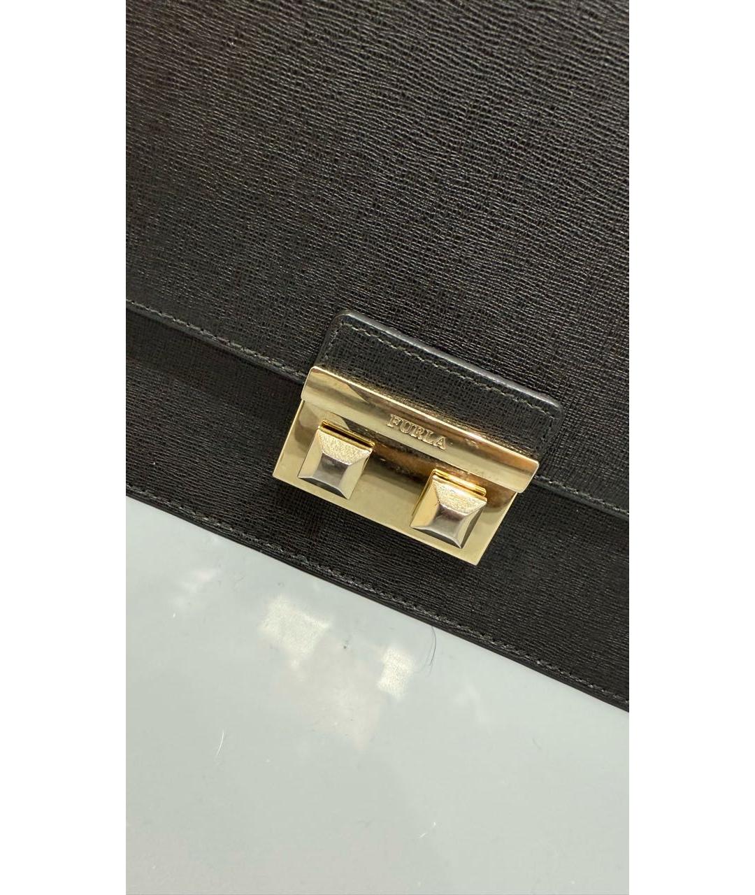 FURLA Черная кожаная сумка с короткими ручками, фото 7
