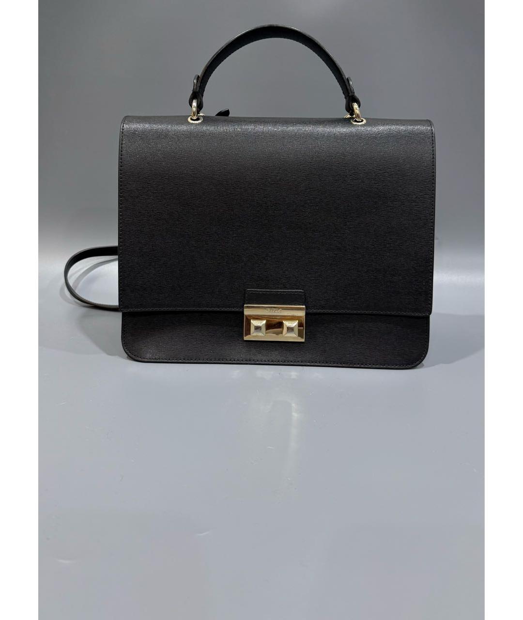 FURLA Черная кожаная сумка с короткими ручками, фото 8