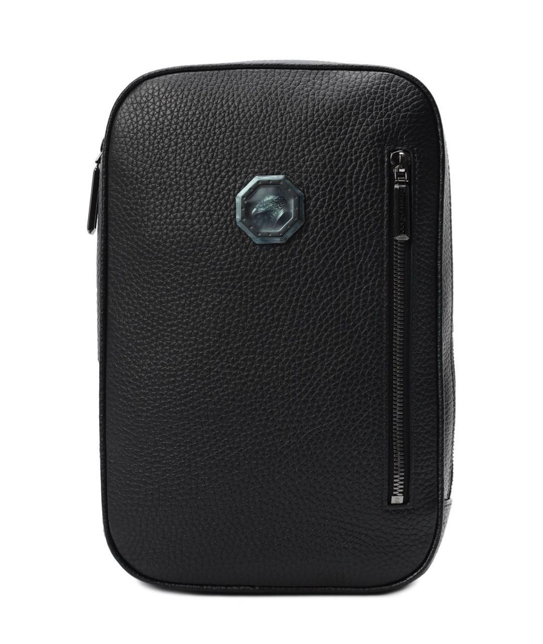 STEFANO RICCI Черная кожаная сумка на плечо, фото 2