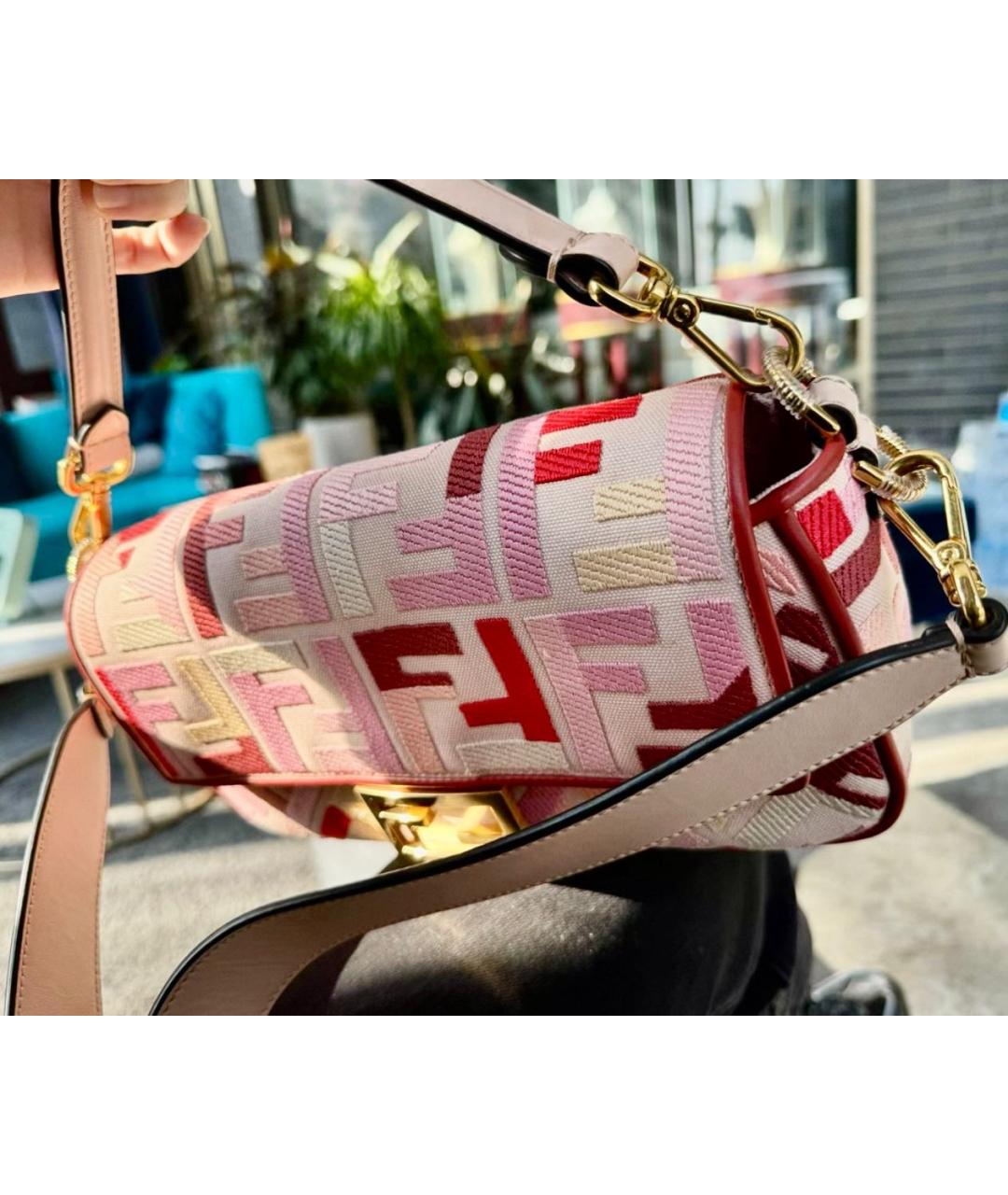 FENDI Розовая тканевая сумка через плечо, фото 4