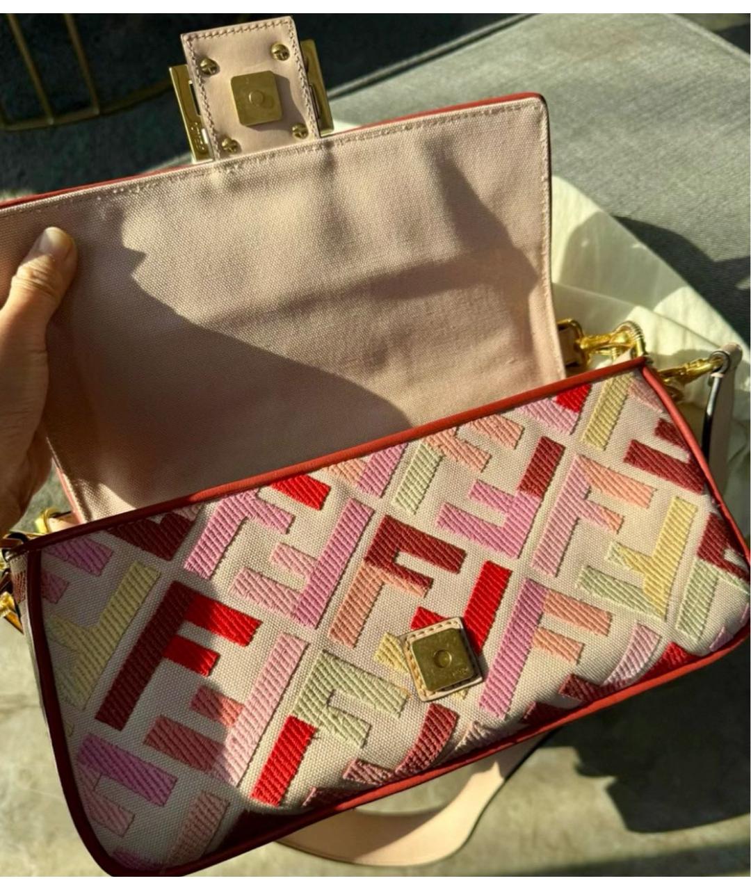 FENDI Розовая тканевая сумка через плечо, фото 8