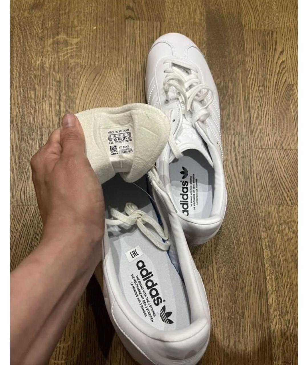 ADIDAS Белые кожаные низкие кроссовки / кеды, фото 3