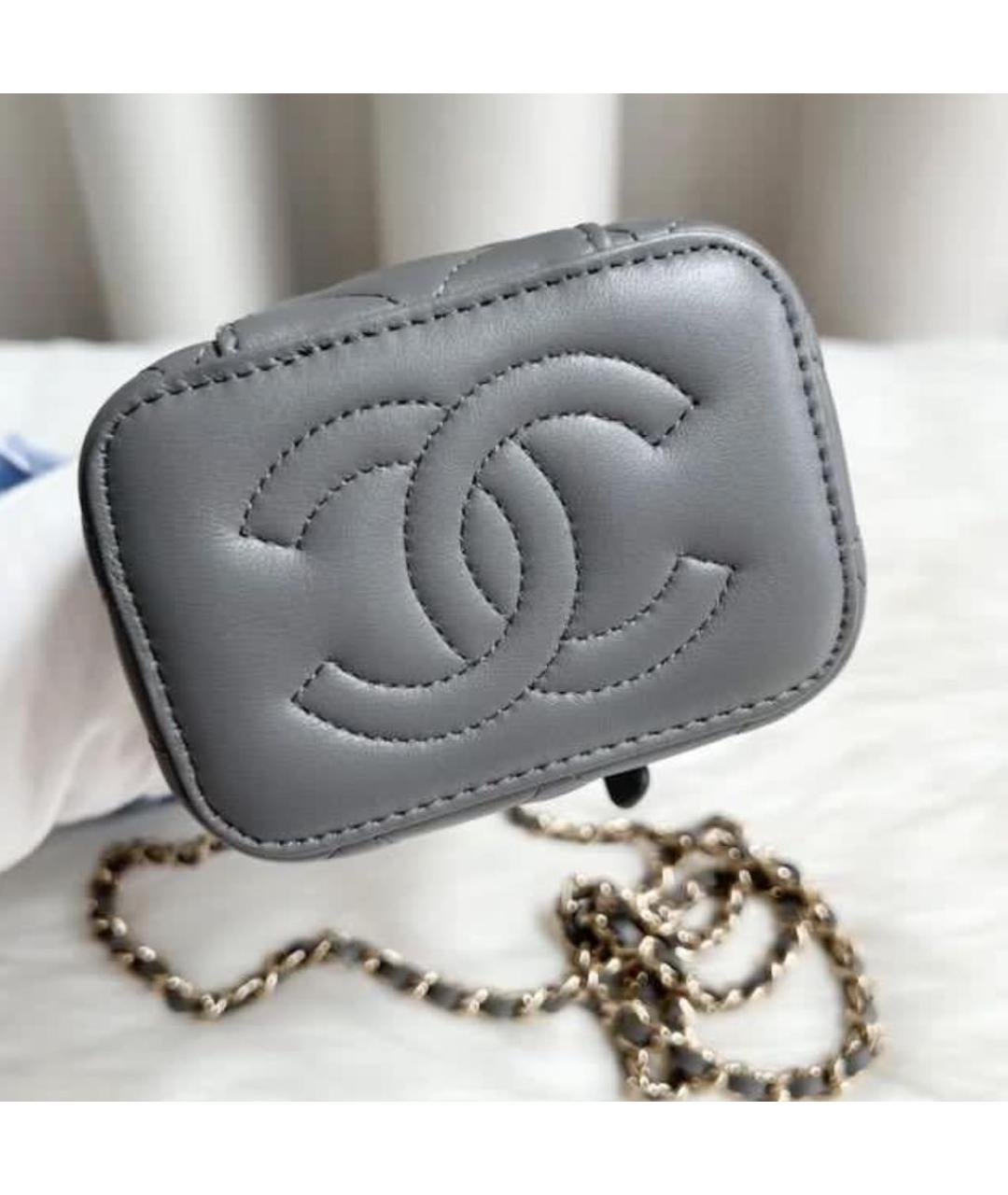 CHANEL Серая кожаная сумка через плечо, фото 4