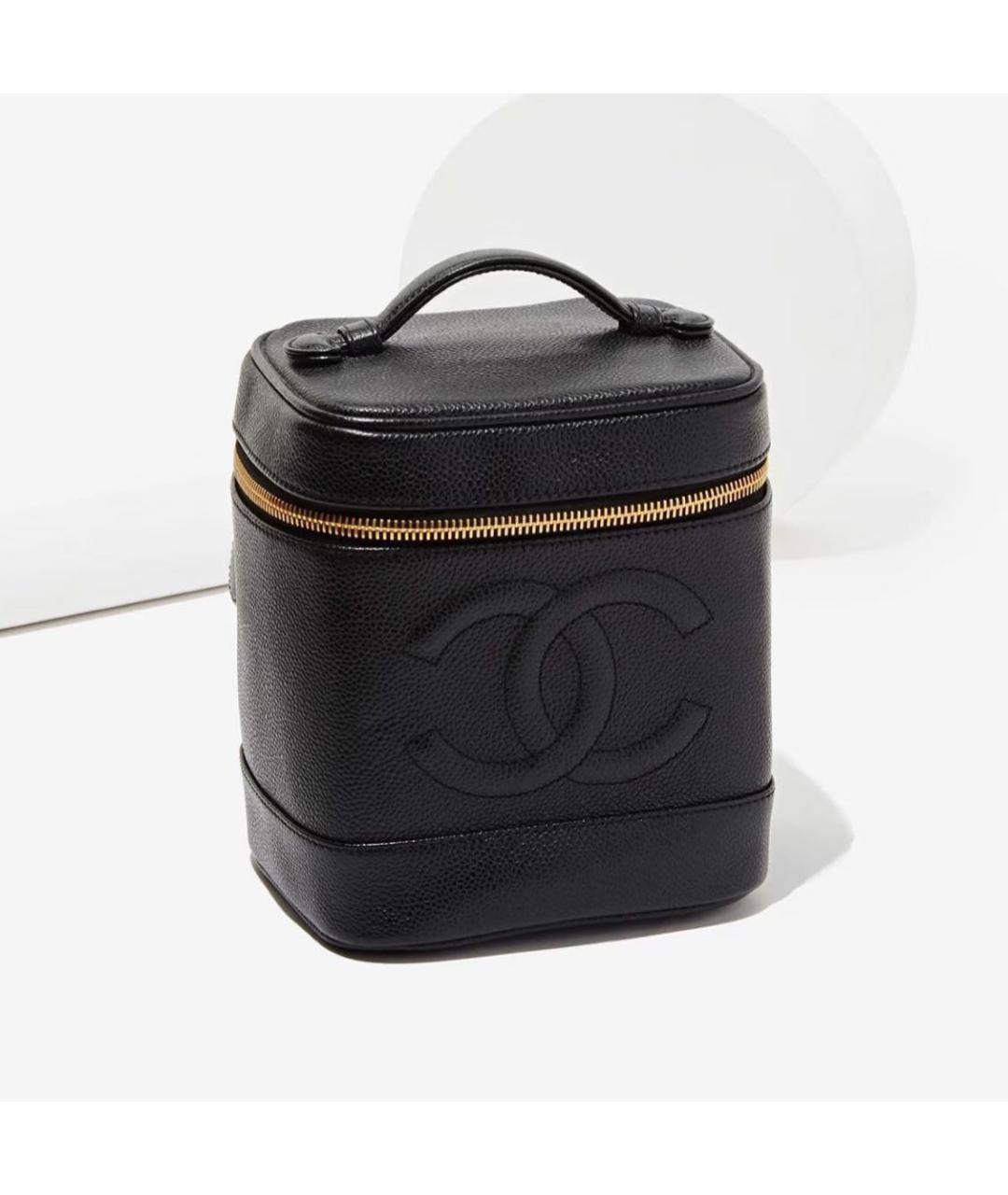 CHANEL Черная кожаная сумка с короткими ручками, фото 6