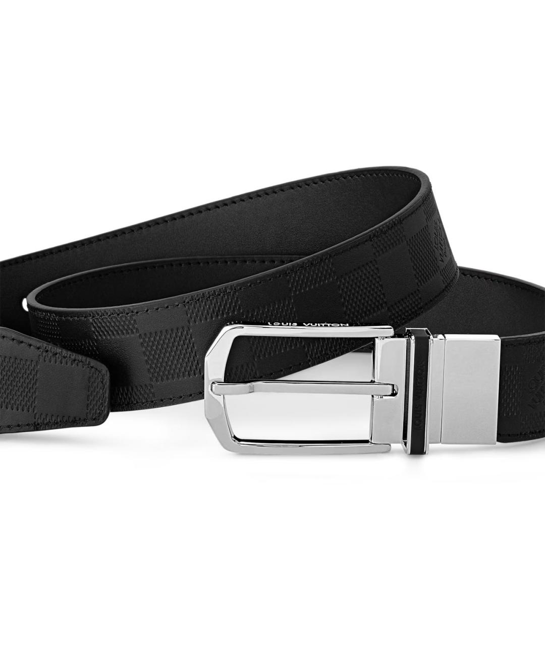 LOUIS VUITTON Черный кожаный ремень, фото 2