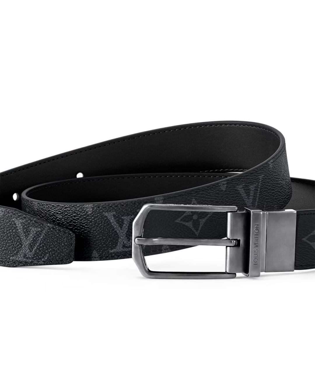 LOUIS VUITTON Черный кожаный ремень, фото 2